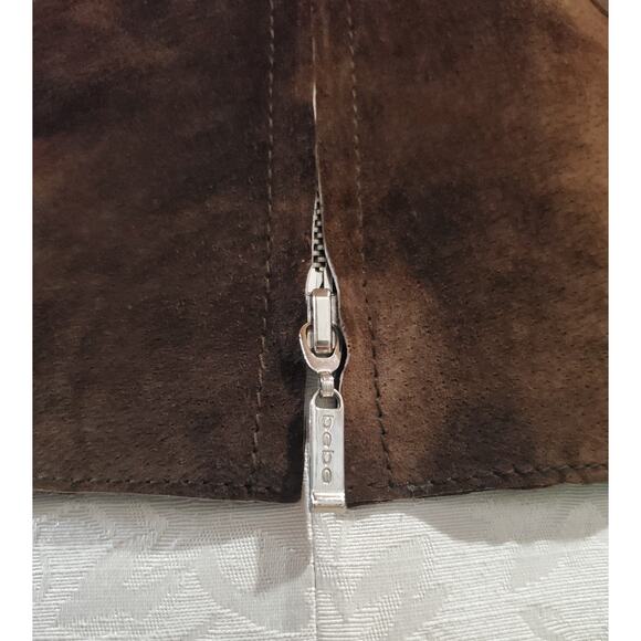 Bebe Vtg Y2K 100% Leather Patchwork Cropped Double Zip Jacket Size M Brown - Picture 7 of 11